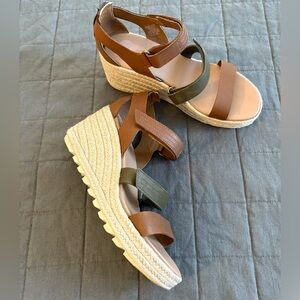 SOREL Joanie Espadrille Wedge Velcro Sandals Size 7.5
